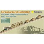 Model Kit military 14151 - German Armored Locomotive with Schwerer Panzerspähwagen Units and Pz.38(